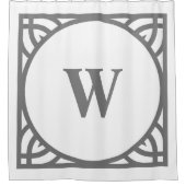 Elegante graue Umrandung Monogramm Duschvorhang (Vorderseite)