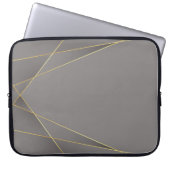 Elegante Graue und Abstrakte Goldlinien Laptopschutzhülle (Vorderseite)