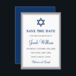 Elegante, graue und blaue Bar Mitzvah 3,5" x 5" Save The Date<br><div class="desc">Elegante,  graue und blaue Bar Mitzvah 3, 5" x 5" Save the Date</div>