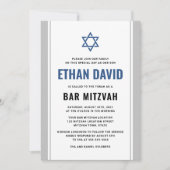 Elegante graue und blaue Bar mitzvah Einladung (Vorderseite)