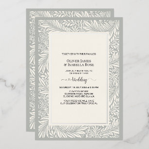 Elegante Graue und Elfenbeinfarbene Hochzeitseinla Folieneinladung