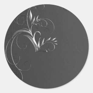 Elegante graue und silberne Hochzeitssiegel für Um Runder Aufkleber