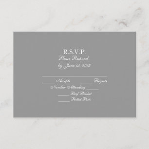 Elegante graue und weiße formale Hochzeit UAWG Begleitkarte