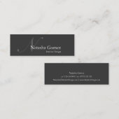 Elegante graue und weiße Monogramm SLIM-Visitenkar Mini Visitenkarte (Vorne/Hinten)