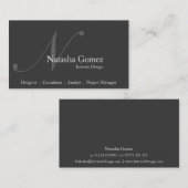 Elegante Graue und weiße Monogramm-Visitenkarte Visitenkarte (Vorne/Hinten)