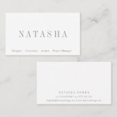 Elegante Graue und weiße Script-Schriftart-Visiten Visitenkarte (Vorne/Hinten)