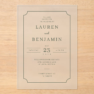 Elegante graue Vintage-Hochzeitseinladung Acryleinladungen