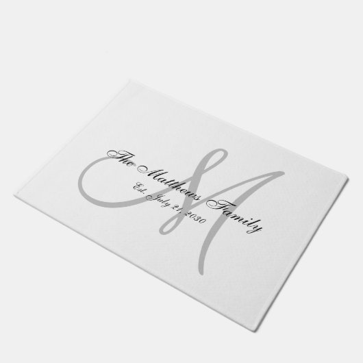 Elegante graue Wedding Fußmatte (Schrägansicht)