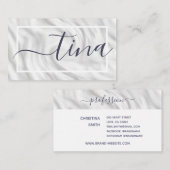 Elegante graue weiße Kalligraphie Name Signature C Visitenkarte (Vorne/Hinten)