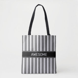 Elegante graue weiße vertikale Streifen Tasche