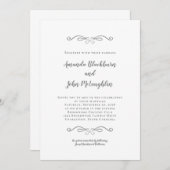 Elegante graue weiße Zeitlose formelle Chic Hochze Einladung (Vorne/Hinten)