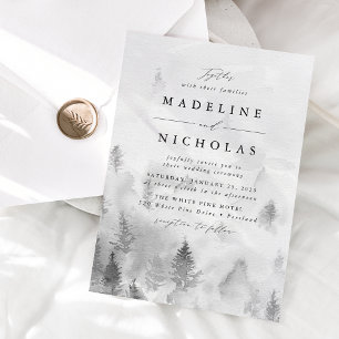Elegante graue Winterwald-Hochzeit Einladung
