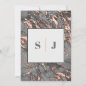 Elegante, graurosa Marmorhochzeit Einladung (Rückseite)