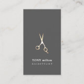 Elegante Grauschere Imitate Metallschere Friseurst Visitenkarte (Vorderseite)