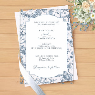 Elegante gravierte französische blaue Blumen-Toile Acryleinladungen