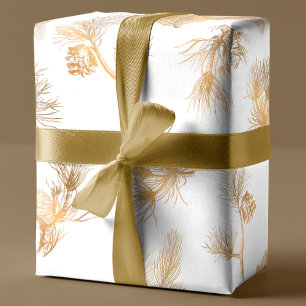Elegante gravierte Goldwinter-Kiefer Geschenkpapier