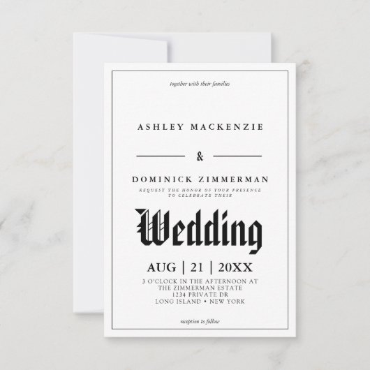 Elegante Gravur Englisch Kalligrafie Schwarze Gren Einladung (Vorderseite)