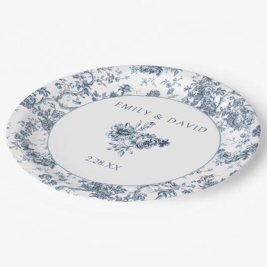 Elegante Gravur Pappteller (Schrägansicht)