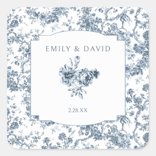 Elegante Gravur Quadratischer Aufkleber (Vorderseite)
