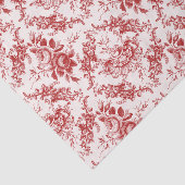 Elegante Gravur Rot und Weiß Blumen Toile Seidenpapier (Ausschnitt)