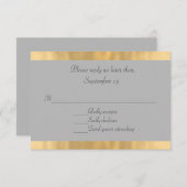 Elegante Gray and Gold Wedding RSVP Card (Vorne/Hinten)