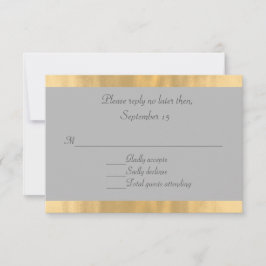 Elegante Gray and Gold Wedding RSVP Card Karte