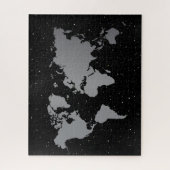 Elegante Gray & Black Night Star Galaxy & World Ma Puzzle (Vertikal)
