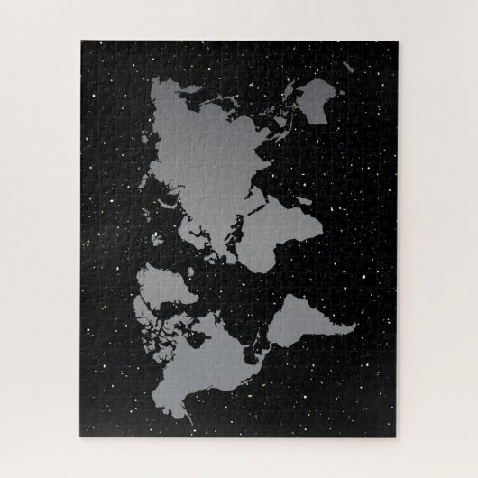 Elegante Gray & Black Night Star Galaxy & World Ma Puzzle (Vertikal)