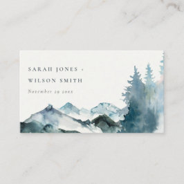 Elegante Gray Blush Blue Mountains Pine Wedding Platzkarte