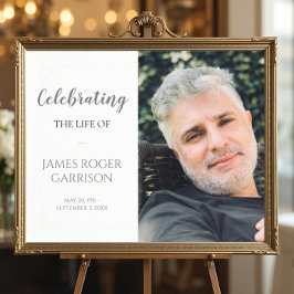 Elegante Gray Celebration of Life Foto Memorial Poster