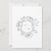 Elegante Gray Chinoiserie Bird & Wappen Wedding Einladung (Rückseite)