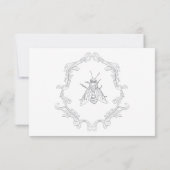 Elegante Gray Chinoiserie Bird & Wappen Wedding RSVP Karte (Rückseite)