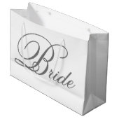 Elegante Gray Classic Script Bride Große Geschenkt Geschenktüte (Vorderseite Schrägansicht)