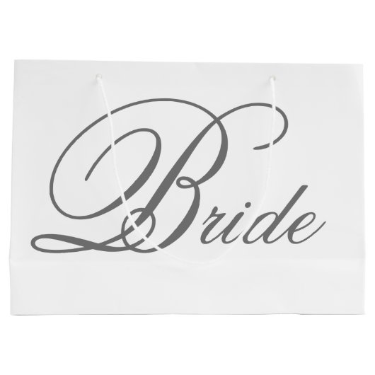 Elegante Gray Classic Script Bride Große Geschenkt Große Geschenktüte (Rückseite)