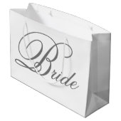 Elegante Gray Classic Script Bride Große Geschenkt Große Geschenktüte (Rückseite Schrägansicht)