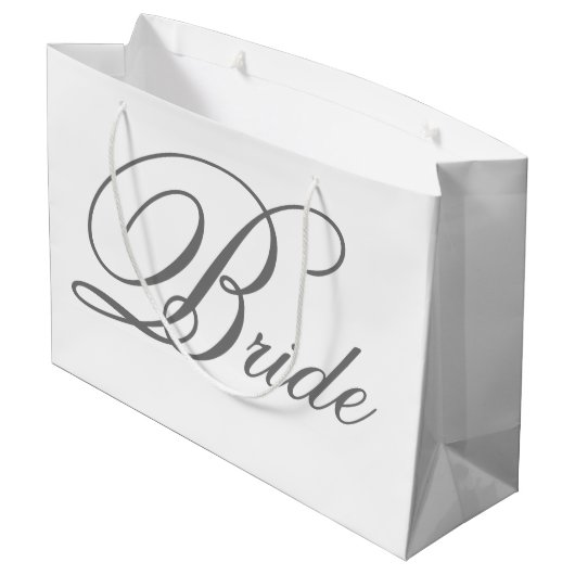 Elegante Gray Classic Script Bride Große Geschenkt Große Geschenktüte (Rückseite Schrägansicht)