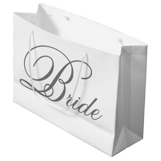 Elegante Gray Classic Script Bride Große Geschenkt Große Geschenktüte (Vorderseite Schrägansicht)