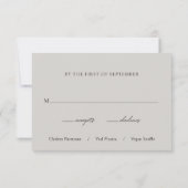 Elegante Gray Classic Wedding RSVP Karte (Rückseite)