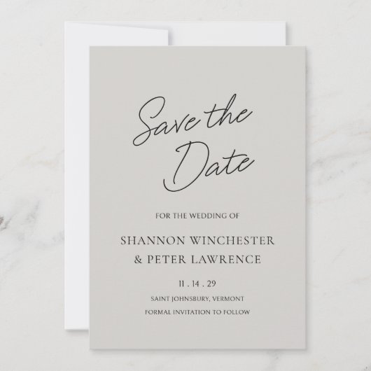 Elegante Gray Classic Wedding Save The Date (Vorderseite)