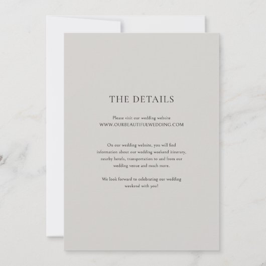 Elegante Gray Classic Wedding Save The Date (Rückseite)