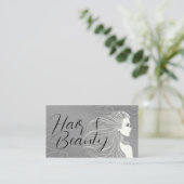 Elegante Gray Curves Hair & Beauty Salon Karte (Stehend Vorderseite)