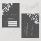 Elegante Gray Damaskus White Lace Terminierungskar Terminkarte (Vorne/Hinten)