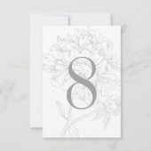 Elegante Gray Floral Peony Wedding Tischnummer (Rückseite)