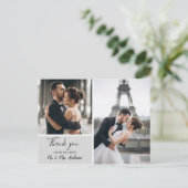 Elegante Gray Foto Collage | Danke Postkarte (Stehend Vorderseite)