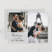 Elegante Gray Foto Collage | Danke Postkarte (Vorne/Hinten)