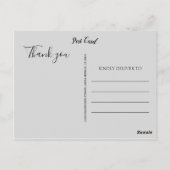 Elegante Gray Foto Collage | Danke Postkarte (Rückseite)
