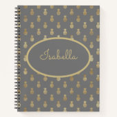 Elegante Gray & Gold Ananas Personalisierte Sketch Notizblock (Vorderseite)