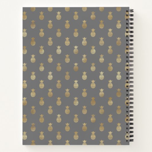 Elegante Gray & Gold Ananas Personalisierte Sketch Notizblock (Rückseite)