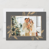 Elegante Gray Gold Foto Collage Weihnachtskarte (Rückseite)