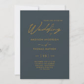 Elegante Gray Gold Moderne Typografie UAWG Wedding Einladung (Vorderseite)